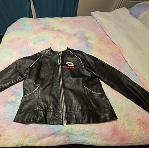 Wilsons Leather Black Jacket with Red Detail